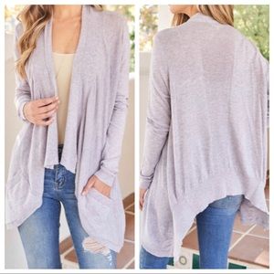 Long Sleeve, Ribbed Knit Open Cardigan